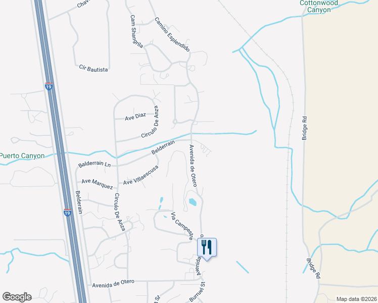 map of restaurants, bars, coffee shops, grocery stores, and more near 144 Avenida de Otero in Tubac