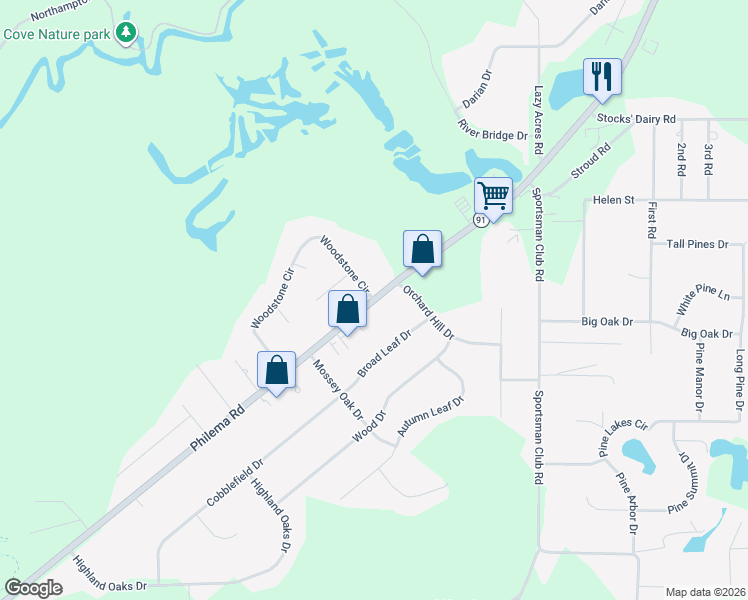 map of restaurants, bars, coffee shops, grocery stores, and more near 1696 Philema Road in Albany
