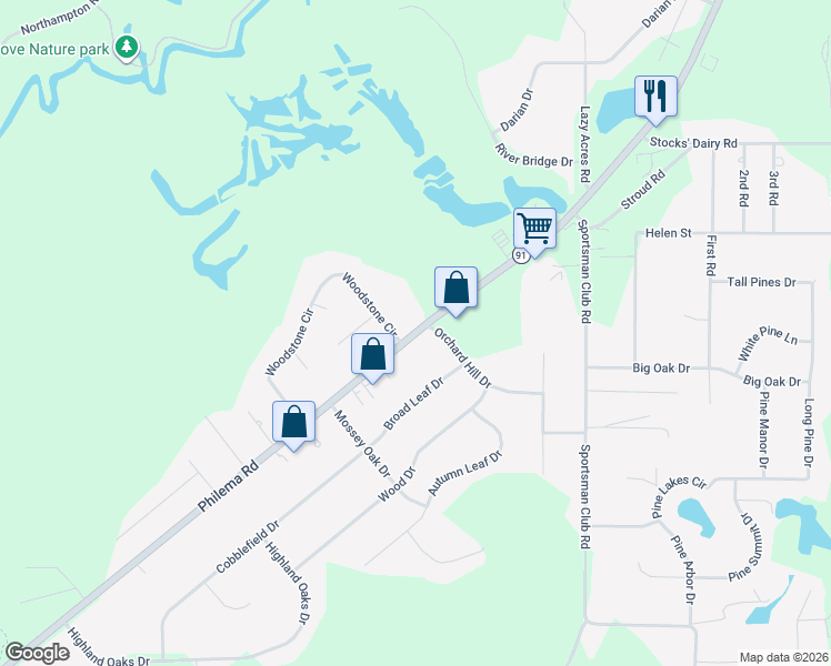 map of restaurants, bars, coffee shops, grocery stores, and more near 1696 Philema Road in Albany