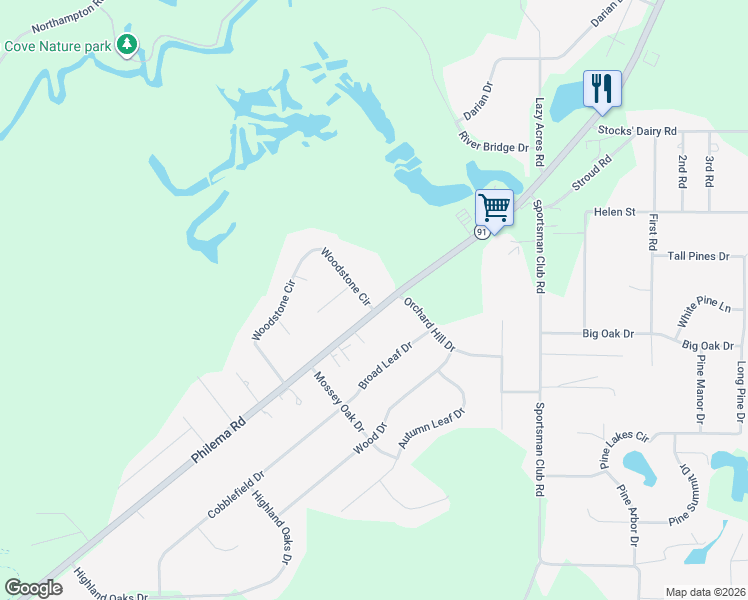 map of restaurants, bars, coffee shops, grocery stores, and more near 1696 Philema Road in Albany