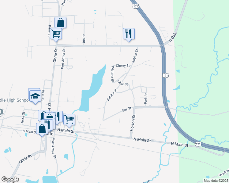 map of restaurants, bars, coffee shops, grocery stores, and more near 1822 Magnolia Street in Zwolle