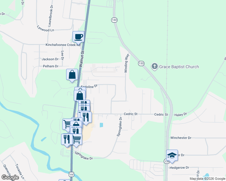 map of restaurants, bars, coffee shops, grocery stores, and more near 124 Endoline Drive in Leesburg