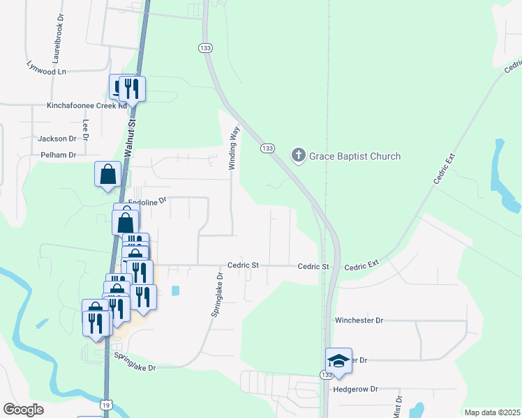 map of restaurants, bars, coffee shops, grocery stores, and more near 139 Baker Street in Leesburg