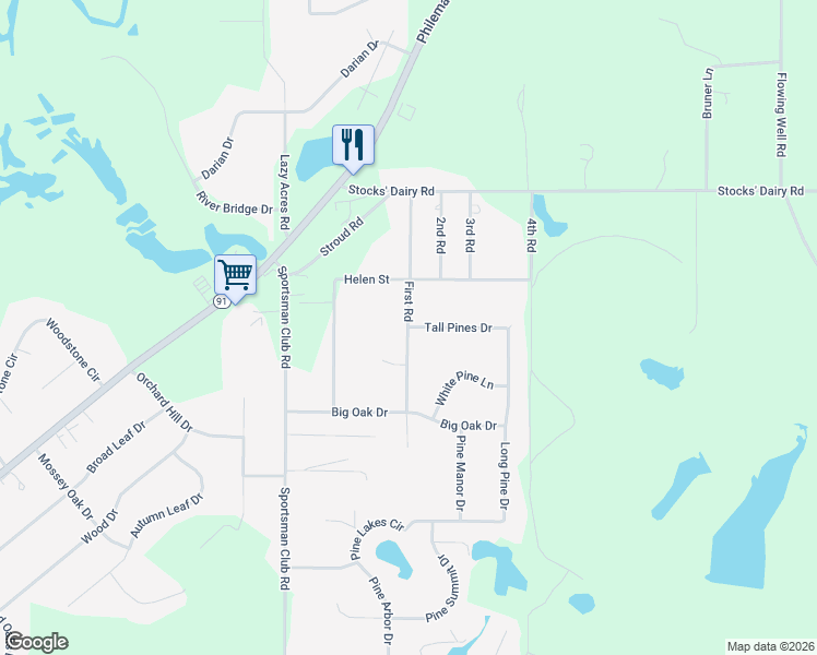map of restaurants, bars, coffee shops, grocery stores, and more near 100 Tall Pines Drive in Leesburg