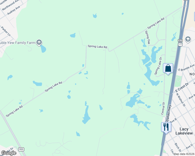 map of restaurants, bars, coffee shops, grocery stores, and more near 109 Spring Field Street in Waco