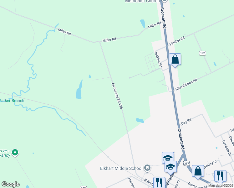 map of restaurants, bars, coffee shops, grocery stores, and more near 1100 An County Road 136 in Elkhart