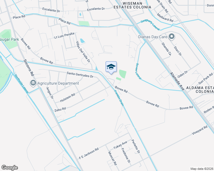 map of restaurants, bars, coffee shops, grocery stores, and more near 501 Zebu Road in Socorro
