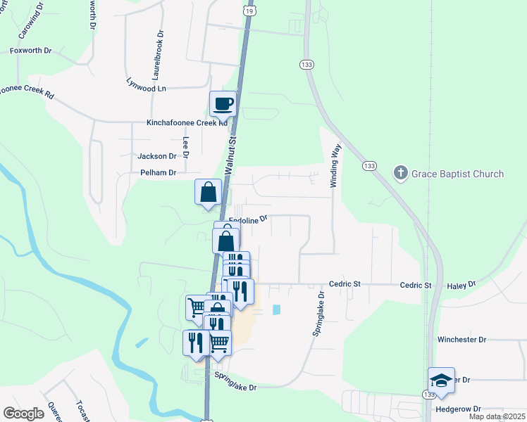 map of restaurants, bars, coffee shops, grocery stores, and more near Endoline Drive in Leesburg