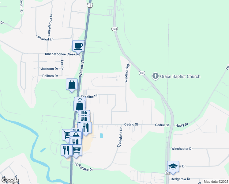 map of restaurants, bars, coffee shops, grocery stores, and more near 161 Endoline Drive in Leesburg