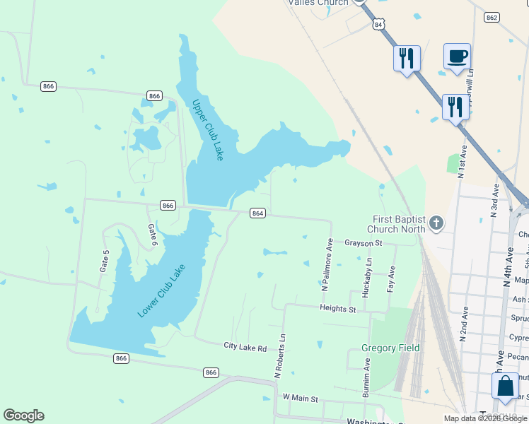 map of restaurants, bars, coffee shops, grocery stores, and more near 337 County Road 864 in Teague
