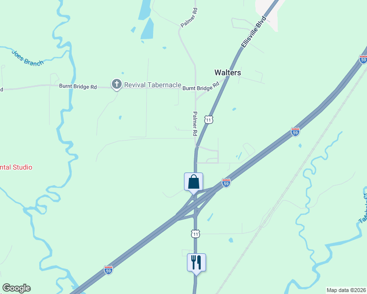 map of restaurants, bars, coffee shops, grocery stores, and more near 17 Palmer Road in Ellisville