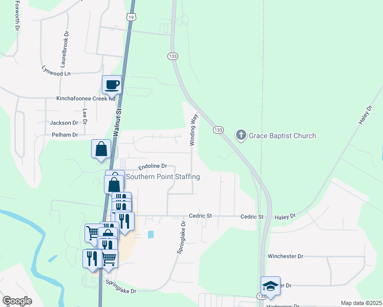 map of restaurants, bars, coffee shops, grocery stores, and more near 141 Winding Way in Leesburg