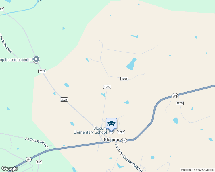 map of restaurants, bars, coffee shops, grocery stores, and more near County Road 1200 in Anderson County