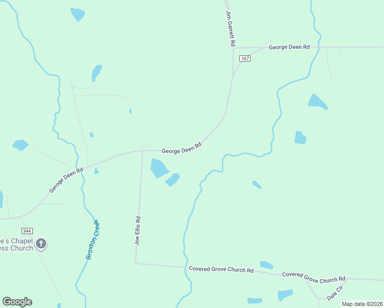 map of restaurants, bars, coffee shops, grocery stores, and more near 3244 George Deen Road in Broxton