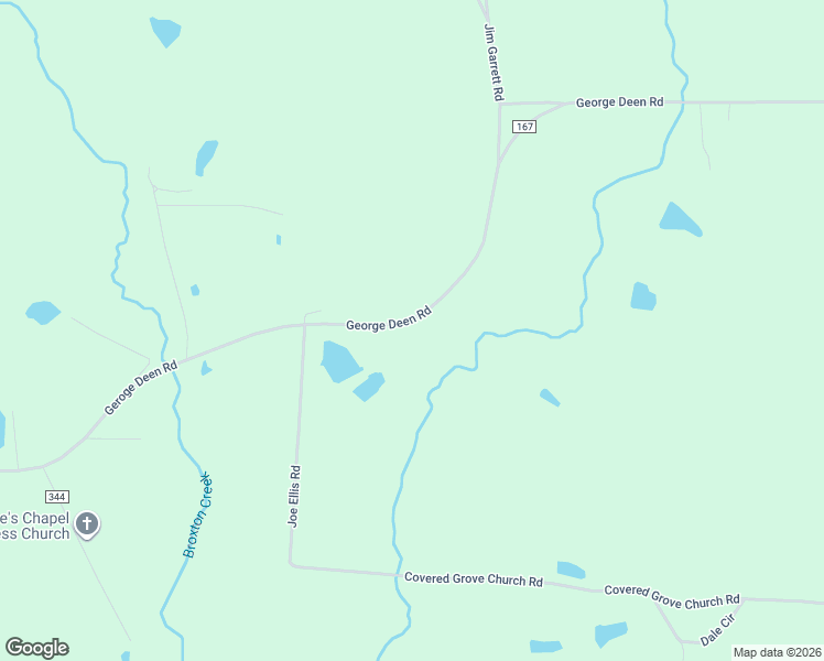 map of restaurants, bars, coffee shops, grocery stores, and more near 3244 George Deen Road in Broxton