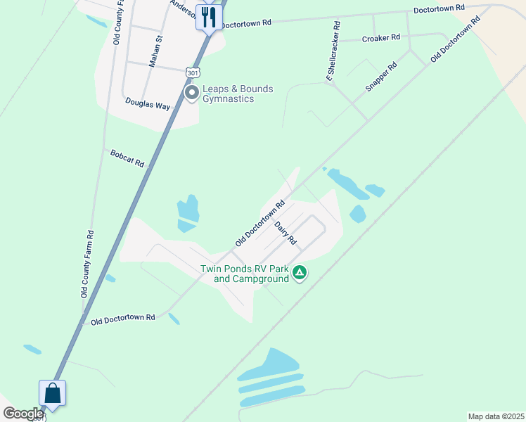 map of restaurants, bars, coffee shops, grocery stores, and more near 821 Old Doctortown Road in Jesup