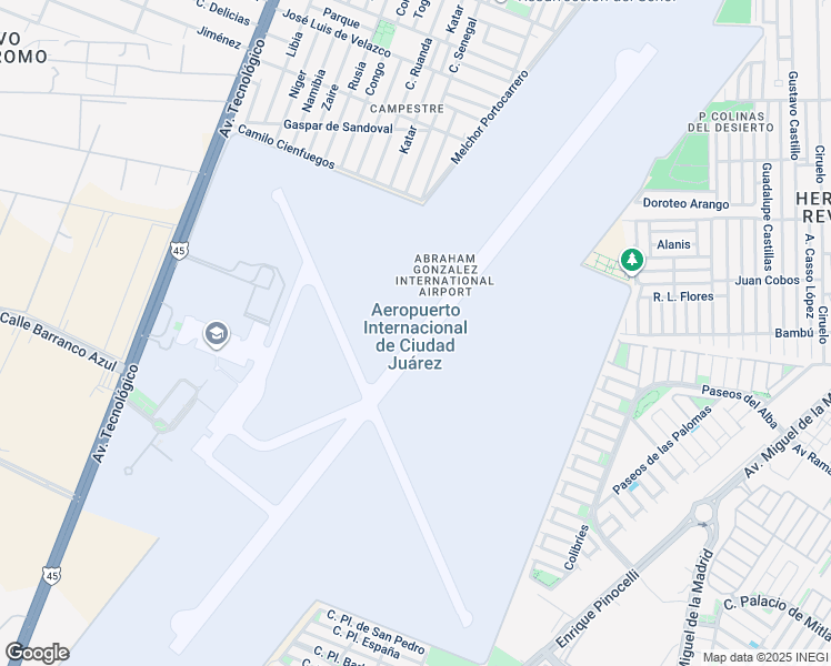 map of restaurants, bars, coffee shops, grocery stores, and more near Km. 18.5 Carretera Federal 45 in Juárez
