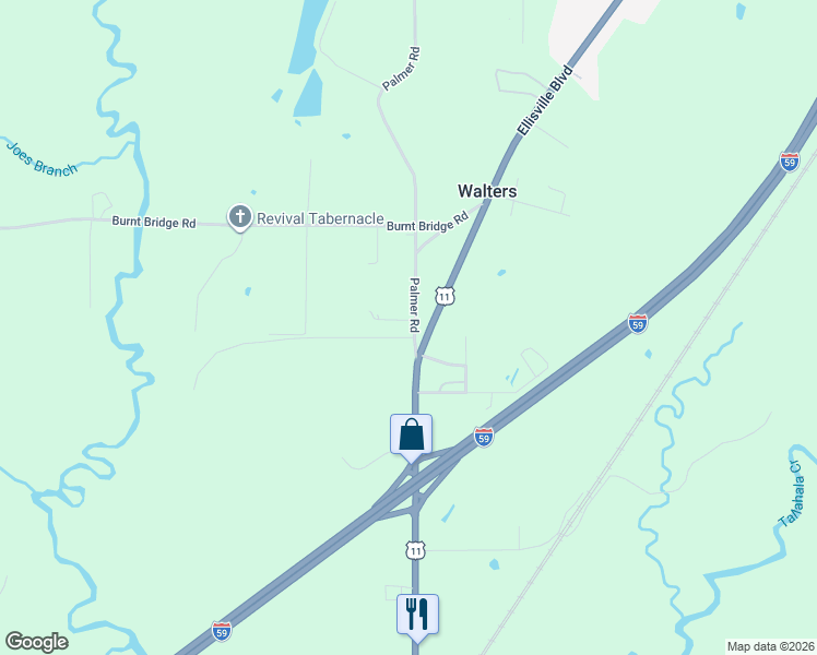 map of restaurants, bars, coffee shops, grocery stores, and more near 17 Palmer Road in Ellisville