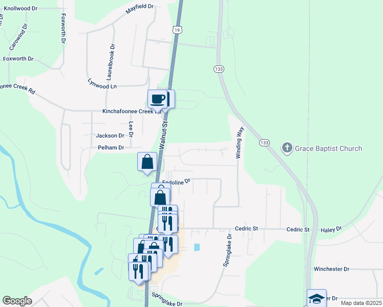 map of restaurants, bars, coffee shops, grocery stores, and more near 1449 U.S. 19 in Leesburg