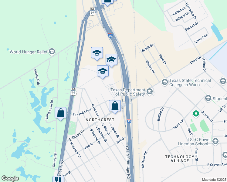 map of restaurants, bars, coffee shops, grocery stores, and more near Chuck Ard Sr in Lacy Lakeview