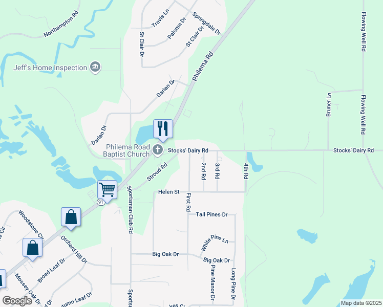 map of restaurants, bars, coffee shops, grocery stores, and more near 136 Stocks' Dairy Road in Leesburg