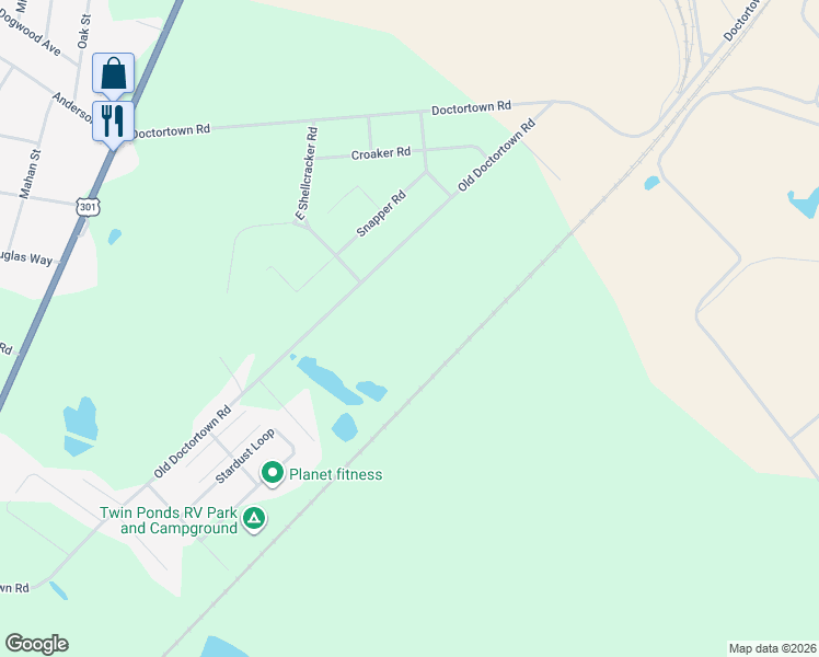 map of restaurants, bars, coffee shops, grocery stores, and more near 1352 Old Doctortown Road in Jesup