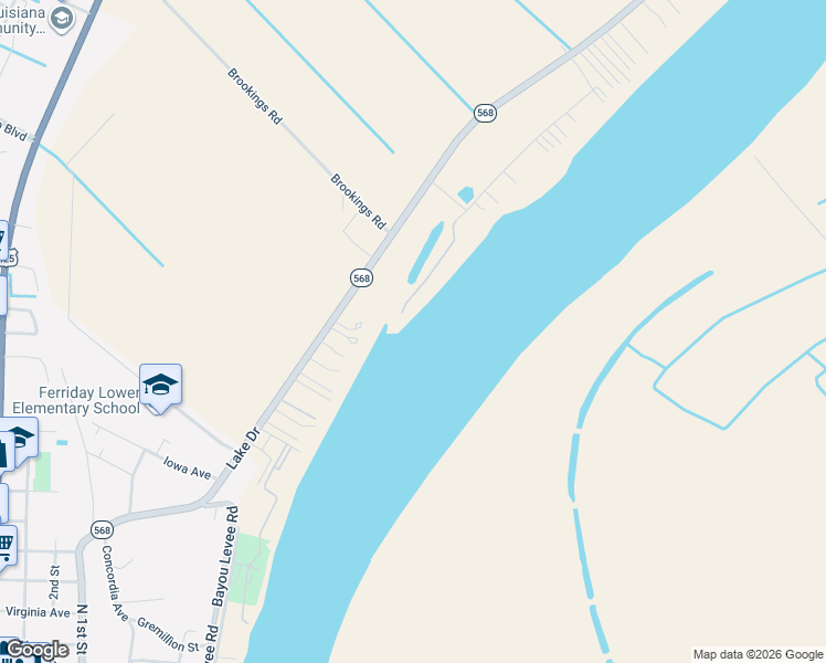 map of restaurants, bars, coffee shops, grocery stores, and more near 126 Mallard Landing in Ferriday