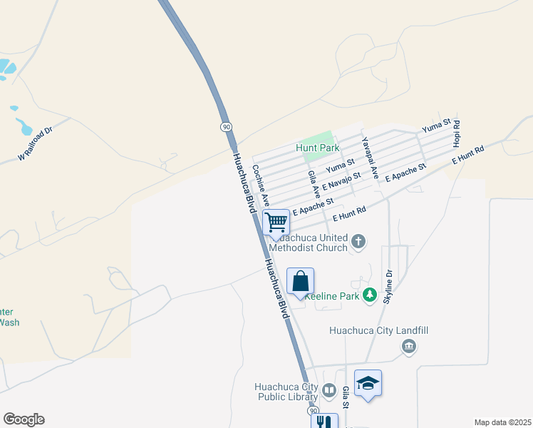 map of restaurants, bars, coffee shops, grocery stores, and more near 10 Cochise Avenue in Huachuca City