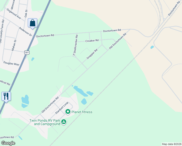 map of restaurants, bars, coffee shops, grocery stores, and more near 1352 Old Doctortown Road in Jesup