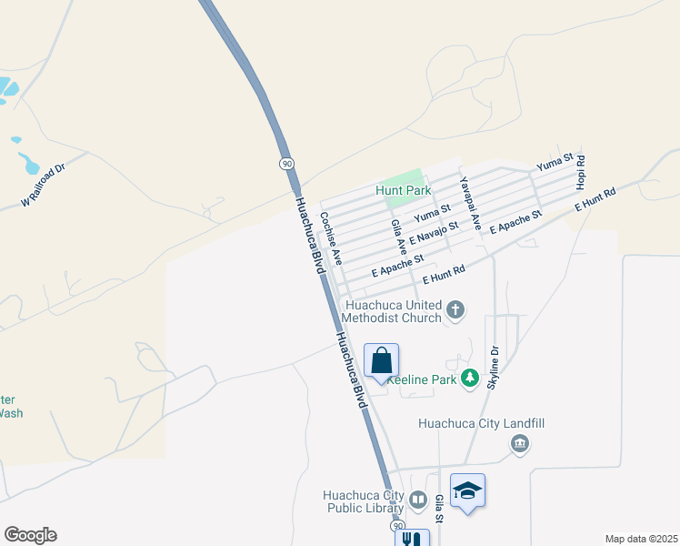 map of restaurants, bars, coffee shops, grocery stores, and more near 10 Cochise Avenue in Huachuca City