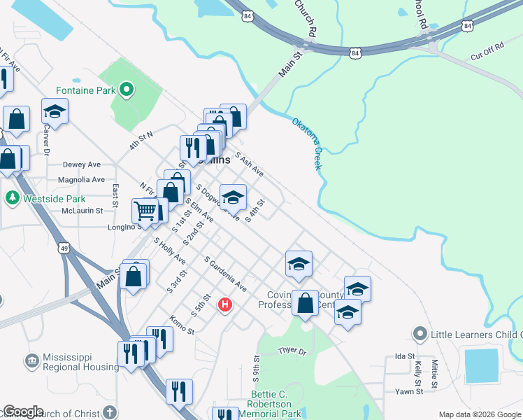 map of restaurants, bars, coffee shops, grocery stores, and more near 300-306 South 4th Street in Collins