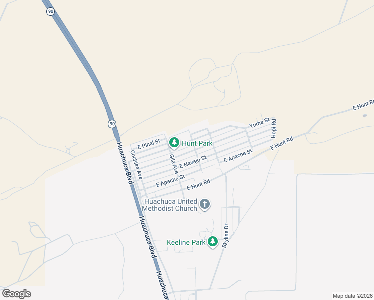 map of restaurants, bars, coffee shops, grocery stores, and more near 300 Pima Street in Huachuca City