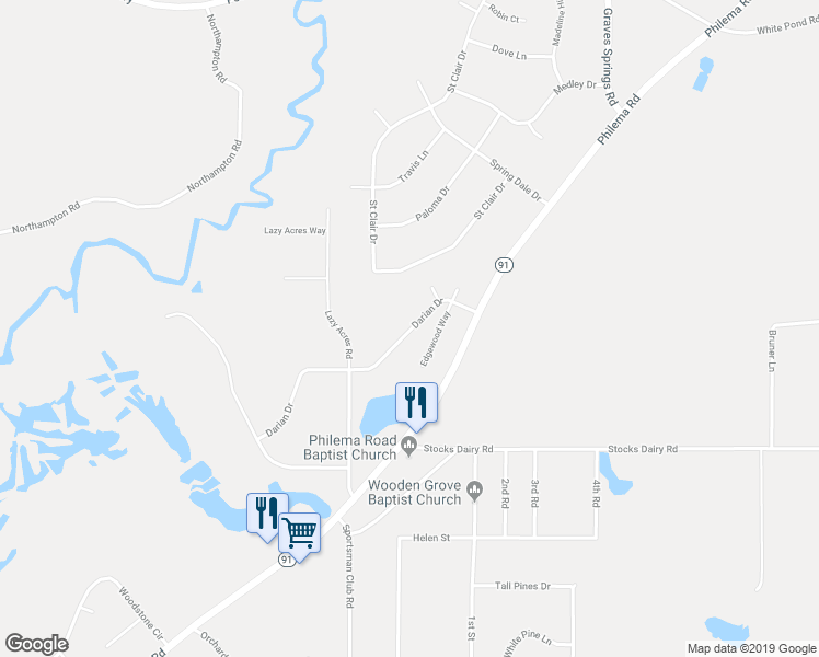 map of restaurants, bars, coffee shops, grocery stores, and more near 134 Darian Drive in Leesburg
