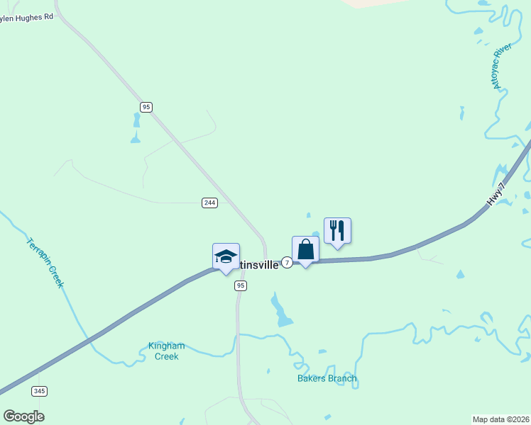 map of restaurants, bars, coffee shops, grocery stores, and more near 11172 Farm to Market 95 in Nacogdoches