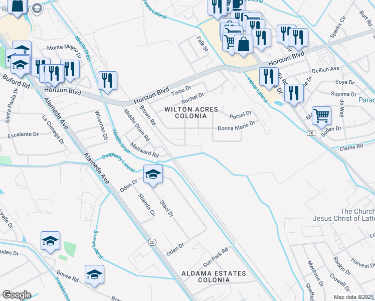 map of restaurants, bars, coffee shops, grocery stores, and more near 366 Brown Road in Socorro