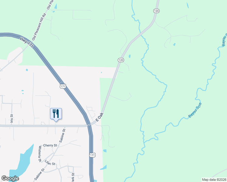 map of restaurants, bars, coffee shops, grocery stores, and more near 2224 Oak Street in Zwolle