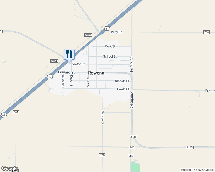 map of restaurants, bars, coffee shops, grocery stores, and more near 607 Ewald Street in Rowena