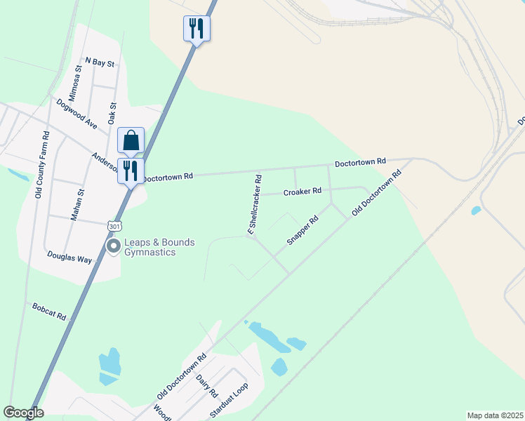 map of restaurants, bars, coffee shops, grocery stores, and more near 101 Shellcracker Road in Jesup