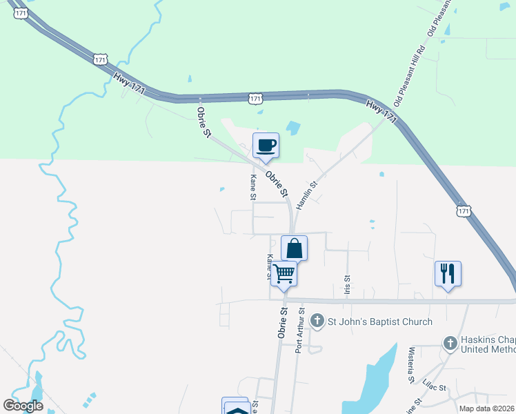 map of restaurants, bars, coffee shops, grocery stores, and more near 755 Larry Street in Zwolle