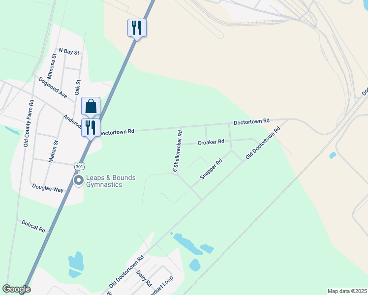 map of restaurants, bars, coffee shops, grocery stores, and more near 101 Shellcracker Road in Jesup