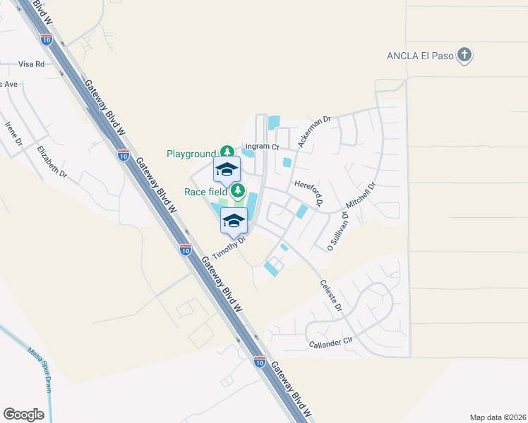 map of restaurants, bars, coffee shops, grocery stores, and more near 13351 Colina Corona Drive in Horizon City