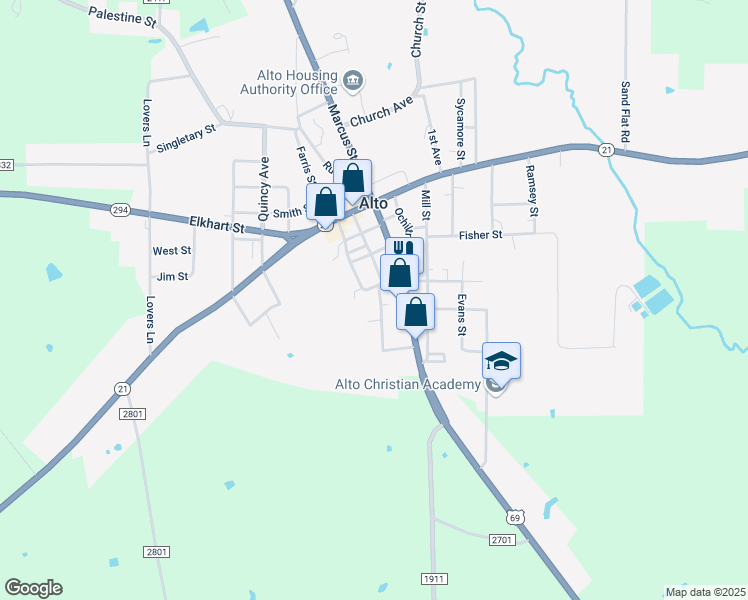 map of restaurants, bars, coffee shops, grocery stores, and more near 332 Commerce Street in Alto