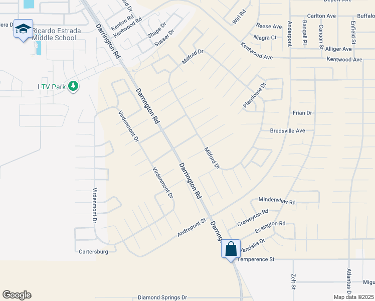 map of restaurants, bars, coffee shops, grocery stores, and more near 1301 Darrington Road in El Paso