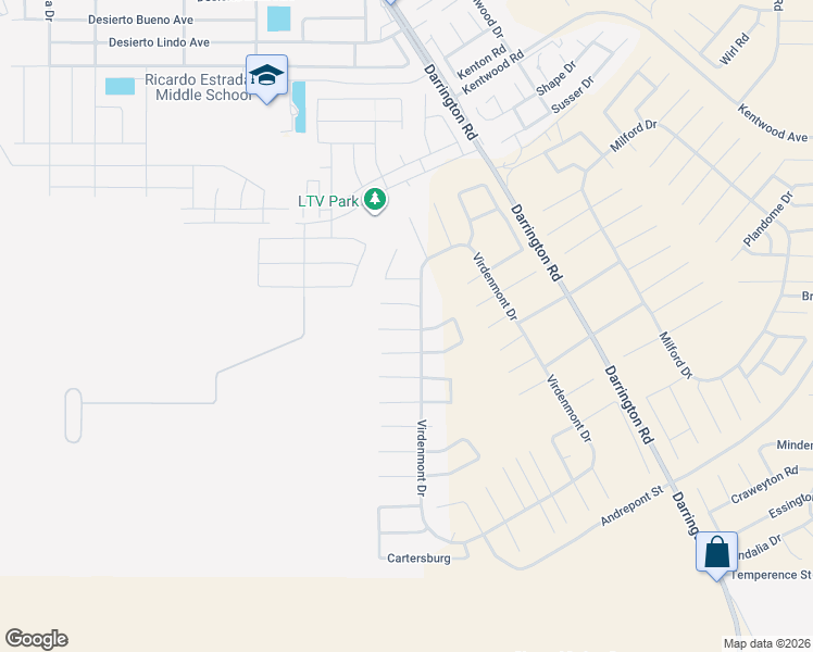 map of restaurants, bars, coffee shops, grocery stores, and more near Lailyview Court in Horizon City