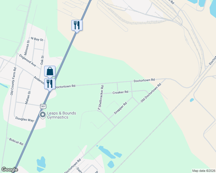 map of restaurants, bars, coffee shops, grocery stores, and more near 492 Doctortown Road in Jesup