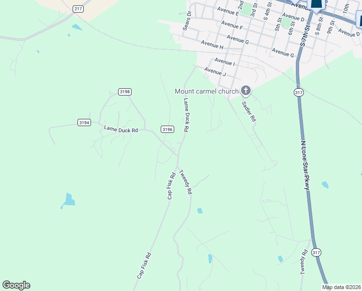 map of restaurants, bars, coffee shops, grocery stores, and more near 515 Lame Duck Road in Valley Mills