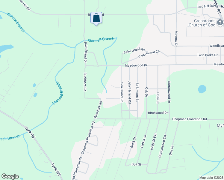map of restaurants, bars, coffee shops, grocery stores, and more near 71 Palm Tree Place in Jesup