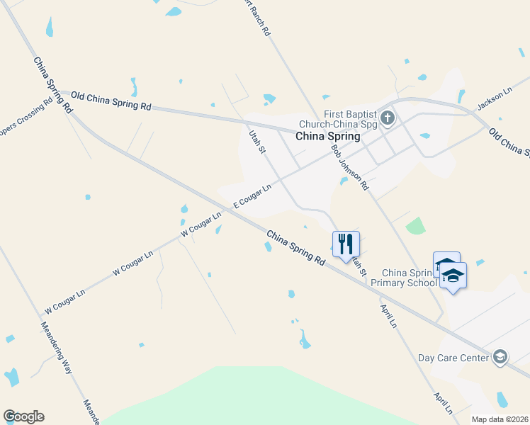 map of restaurants, bars, coffee shops, grocery stores, and more near 14406 China Spring Road in China Spring