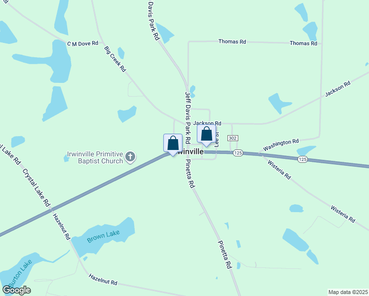 map of restaurants, bars, coffee shops, grocery stores, and more near 1939 Georgia 32 in Irwinville