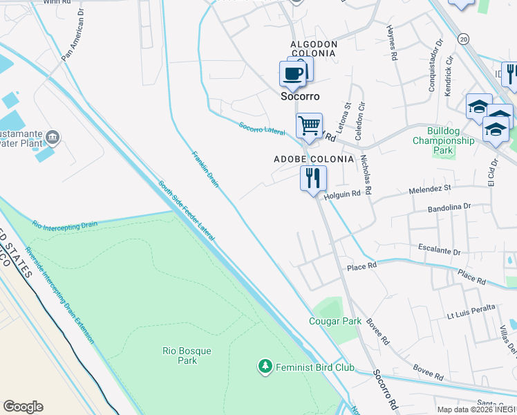 map of restaurants, bars, coffee shops, grocery stores, and more near 699 Keagle Road in Socorro